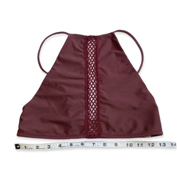 Acacia Swim Bikini Halter Crochet Top- Malibu Merlot, L - Picture 5 of 7